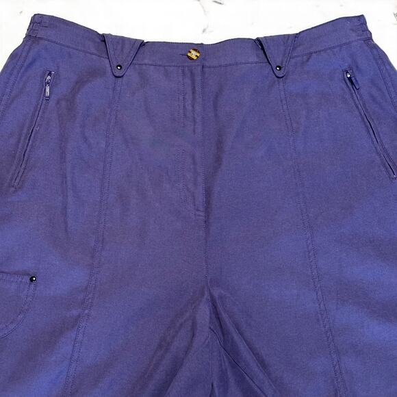 Vintage Jamie Sadock Shorts Plus Sz 18 Golf High Waist Zip Pockets Purple Blue - Picture 2 of 9